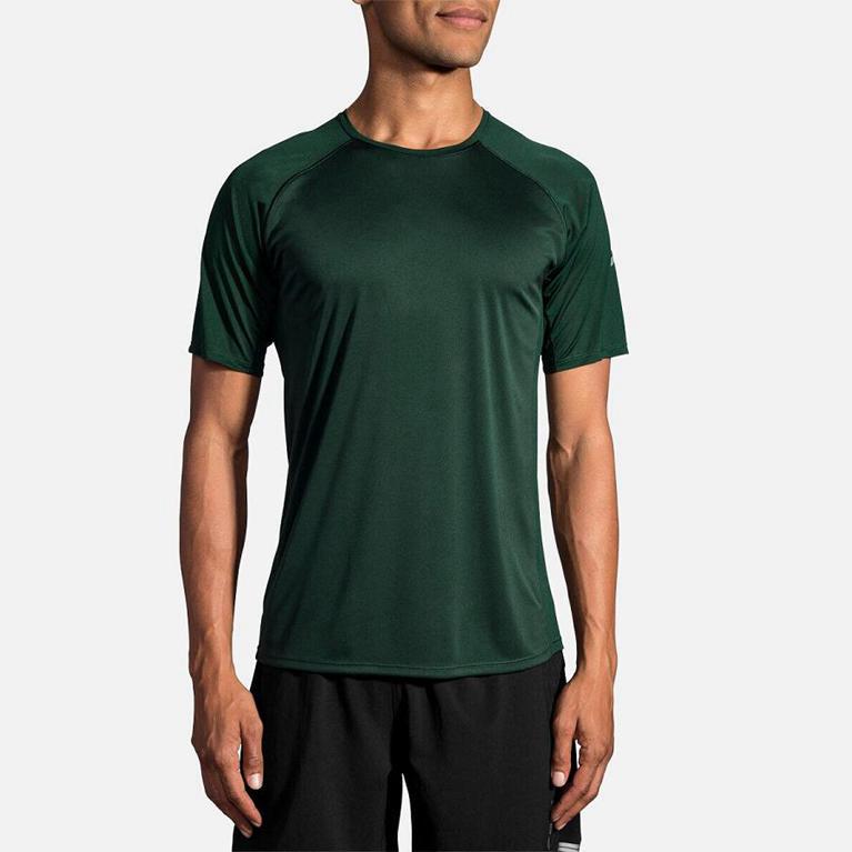 Brooks Stealth Men's Short Sleeve Running Shirt - Green (64137-YRSH)